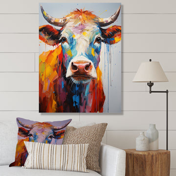 Colorful Cow Expressionist Portrait - Cow Wall Art Prints